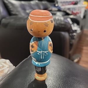 Vintage Wooden Japanese Kokeshi Bobblehead Doll 4.5" Tall